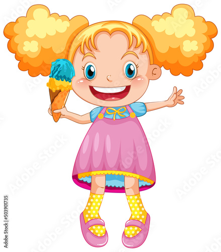 Happy girl holding ice cream