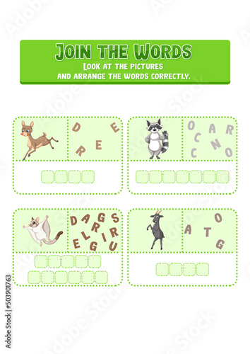Arrange the letters in order with pictures