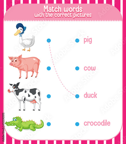 Worksheet design for matching words