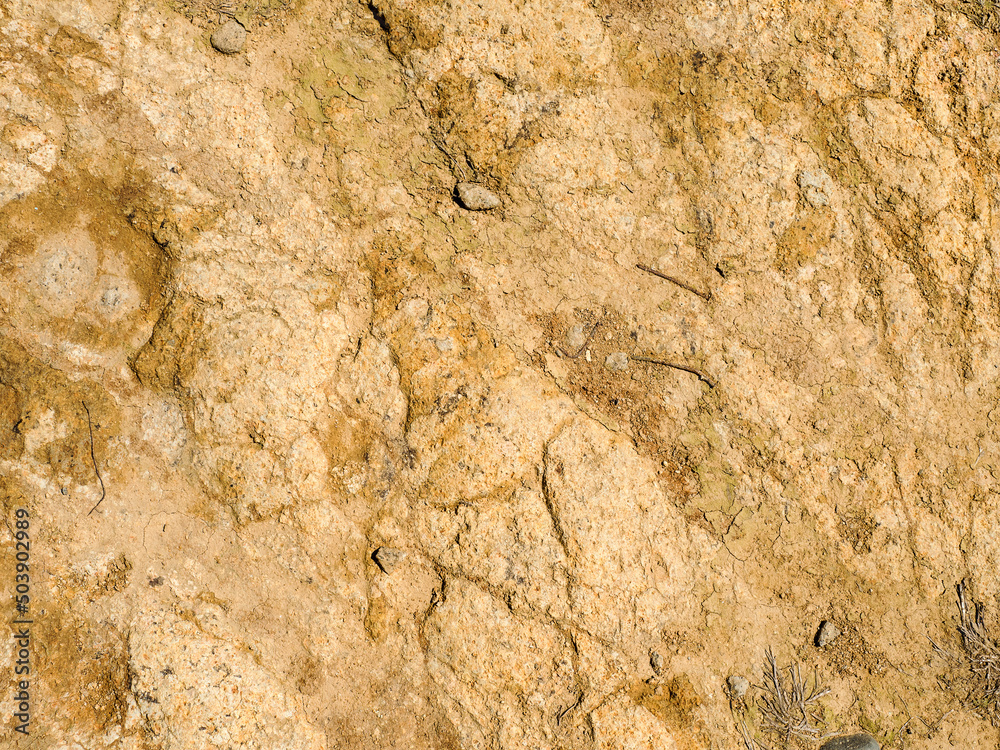 Dry light brown mountain soil. Dried dirt. Background and texture. Abstract. Sample. Place for text. Copy space. Dry light brown mountain soil. Dried dirt. Background and texture. Abstract. Sample. Place for text. Copy space.