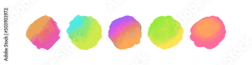 Set of round abstract watercolor backgrounds with bright gradient colors. Vector illustration