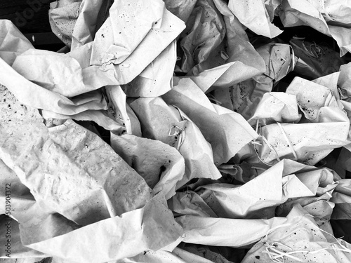 Black and white image of crumpled wrapping paper © Marcus