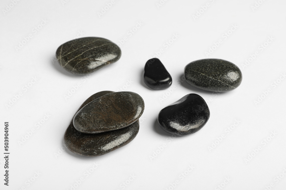 Group of different stones on white background Group of different stones on white background