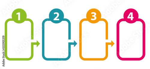 Obraz na płótnie Four steps boxes. Marketing communication. Work in progress template. Vector illustration II. w salonie