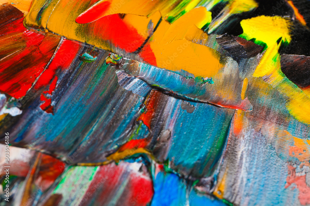 Fototapeta premium Abstract colorful acrylic paint as background, top view