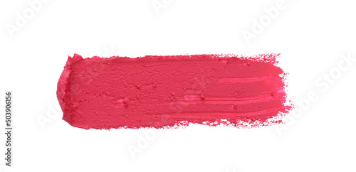 Swatch of lipstick isolated on white, top view