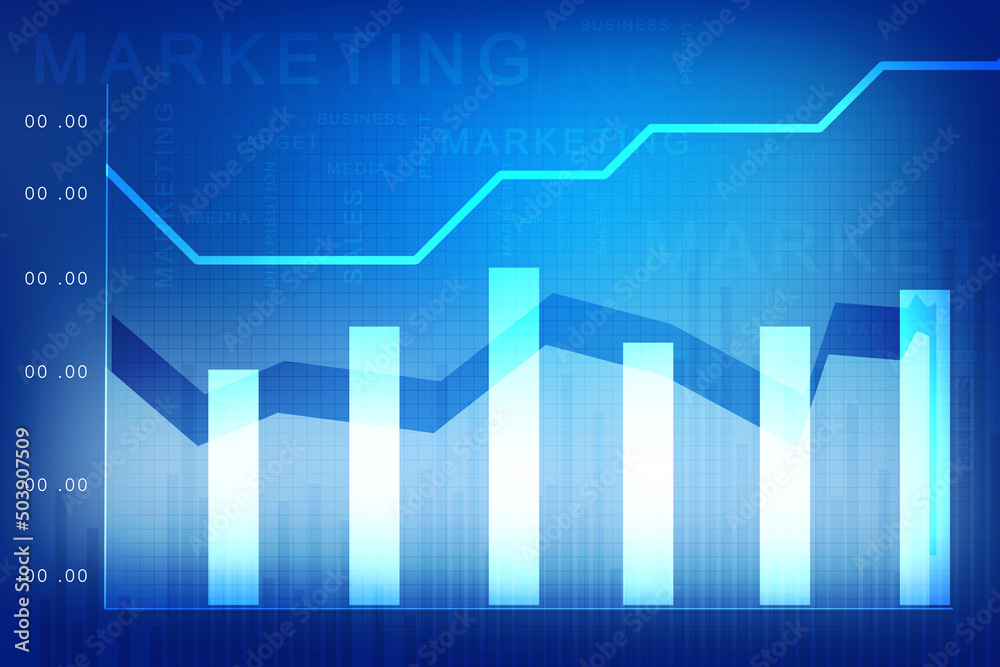 2d rendering Stock market online business concept. business Graph 
