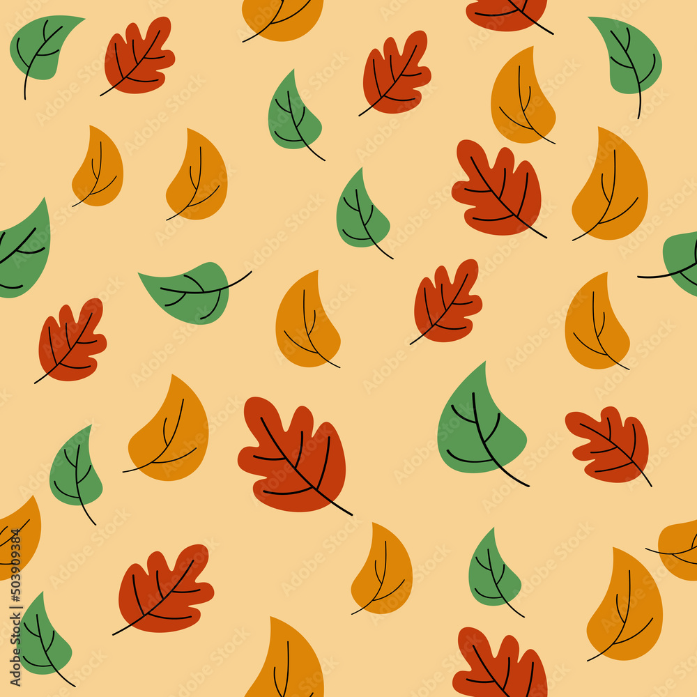autumn pattern with yellow and orange leaves