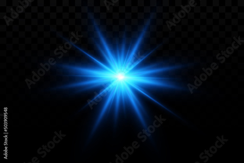 Glow effect. Blue glowing particles, stars. Vector illustration. photo