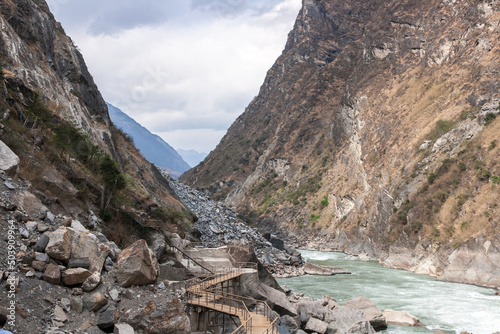 Tiger Leaping Gorge (Hutiao Gorge), is a scenic canyon on the Jinsha River, a primary tributary of the upper Yangtze River, Lijiang, Southern China