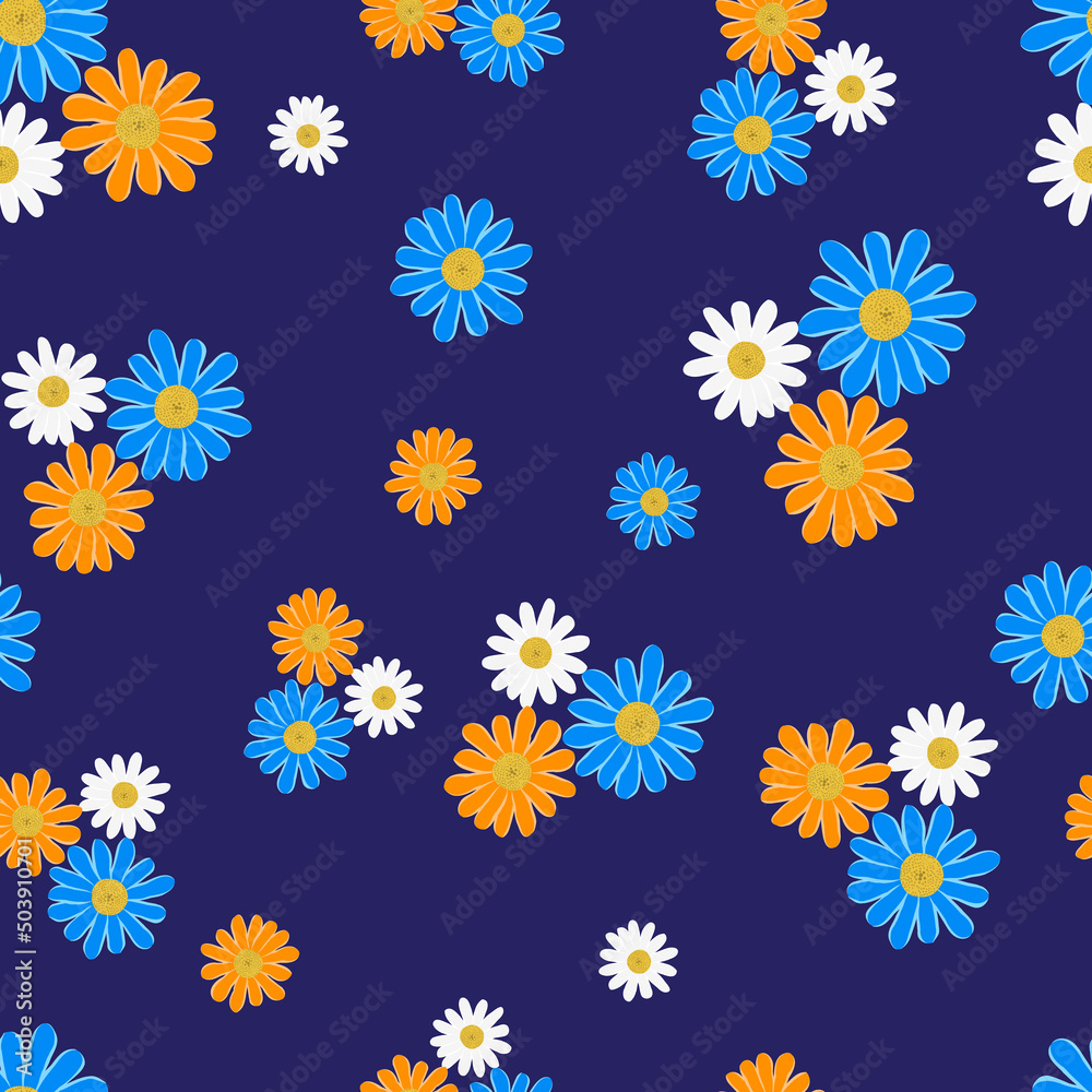 Seamless repeating background of daisies Seamless repeating background of daisies