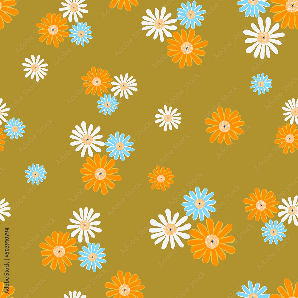 Seamless repeating background of daisies Seamless repeating background of daisies