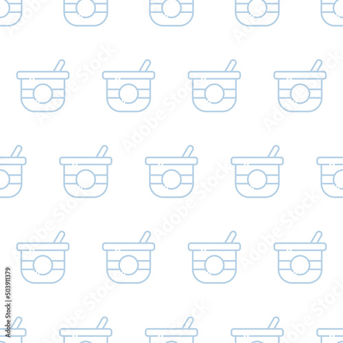Seamless pattern of yogurt. Outline 1 color pattern