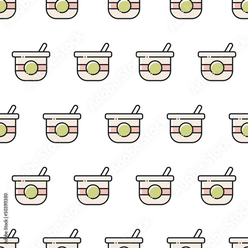 Seamless pattern of yogurt. 