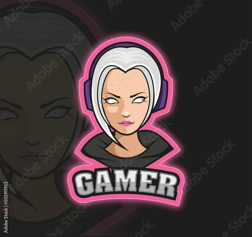 A gamer girl. Logo of the game character.