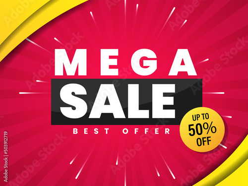 Sale banner template design, Mega sale special offer. 