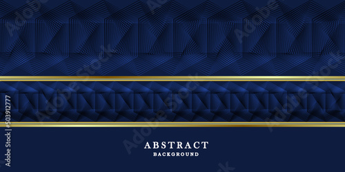 Abstract dark blue background with gold lines