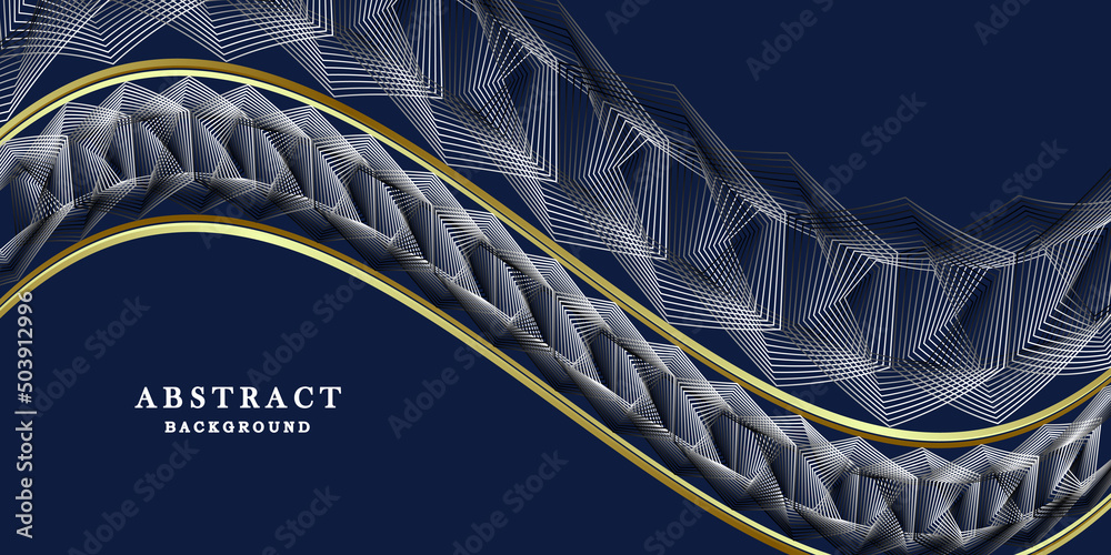 Abstract dark blue background with gold lines Stock Vector | Adobe Stock