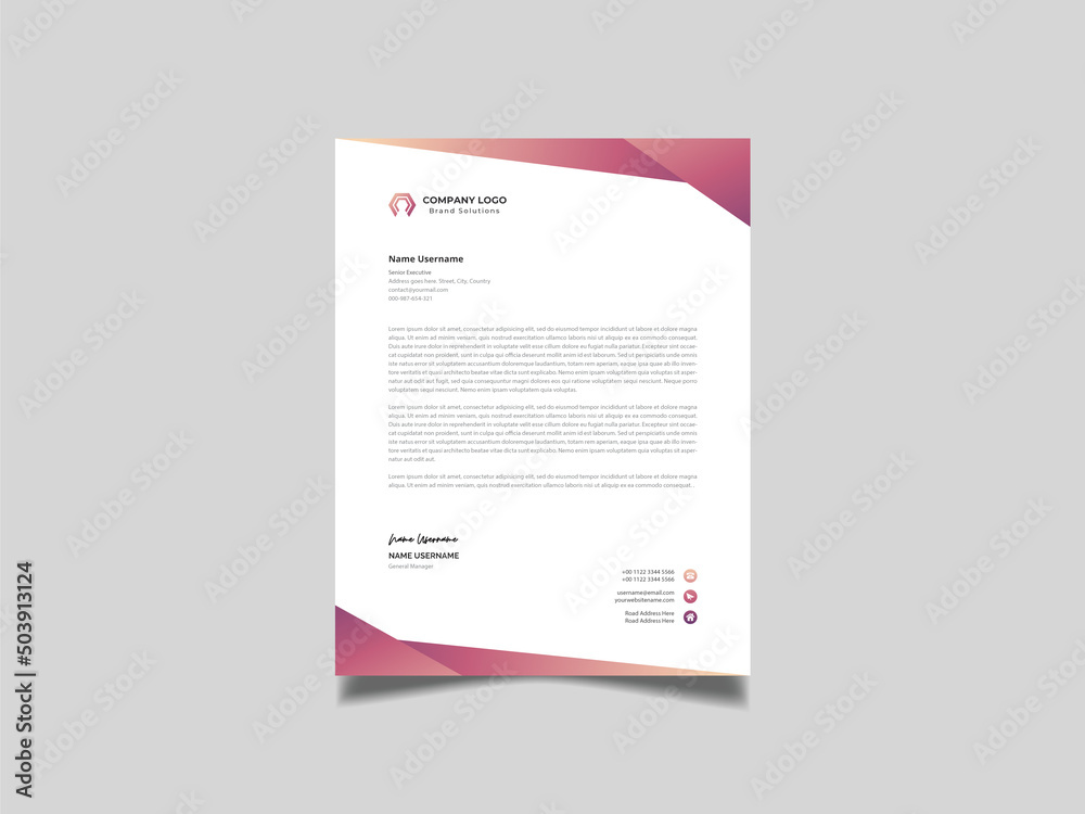 Creative standard rose colored letterhead template abstract Creative standard rose colored letterhead template abstract