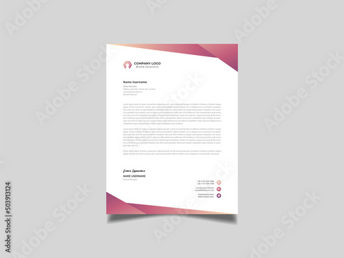Creative standard rose colored letterhead template abstract