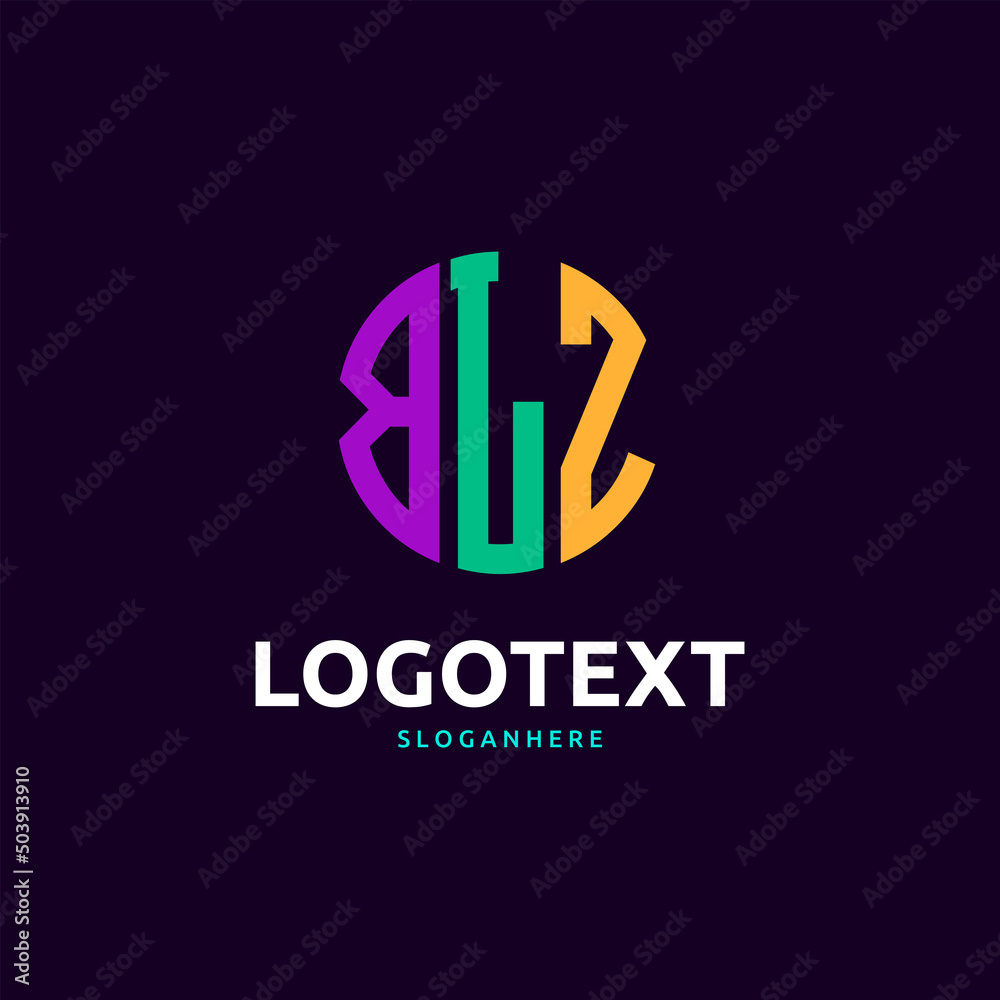 Blz Monogram logo, Blz Circle font, Round monogram Blz letters, three letters logo Blz Monogram logo, Blz Circle font, Round monogram Blz letters, three letters logo