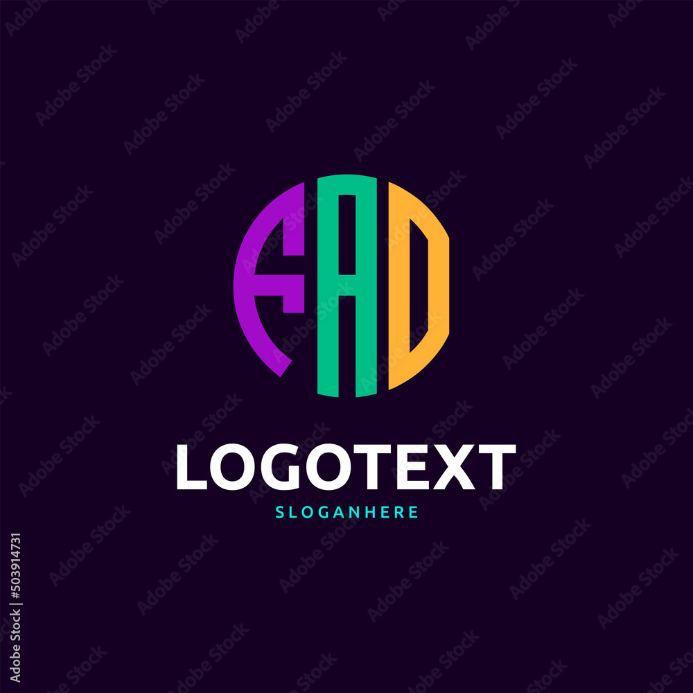 Fao Monogram logo, Fao Circle font, Round monogram Fao letters, three letters logo Fao Monogram logo, Fao Circle font, Round monogram Fao letters, three letters logo