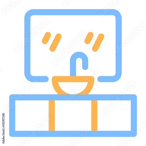 washbasin colored line icon