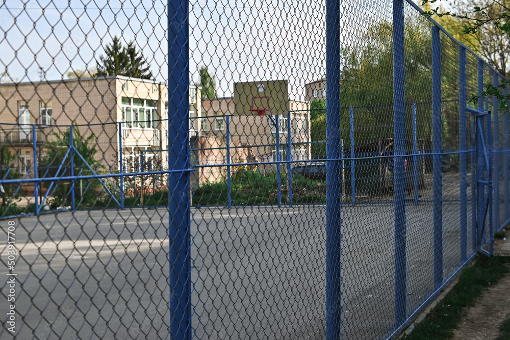 basketball court in the yard.