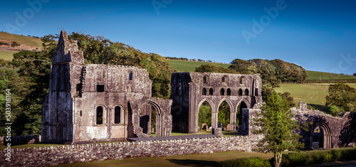 View of the ancient remains of Cistercian Dundrennan Abbey near Kirkcudbright, Scotland, UK