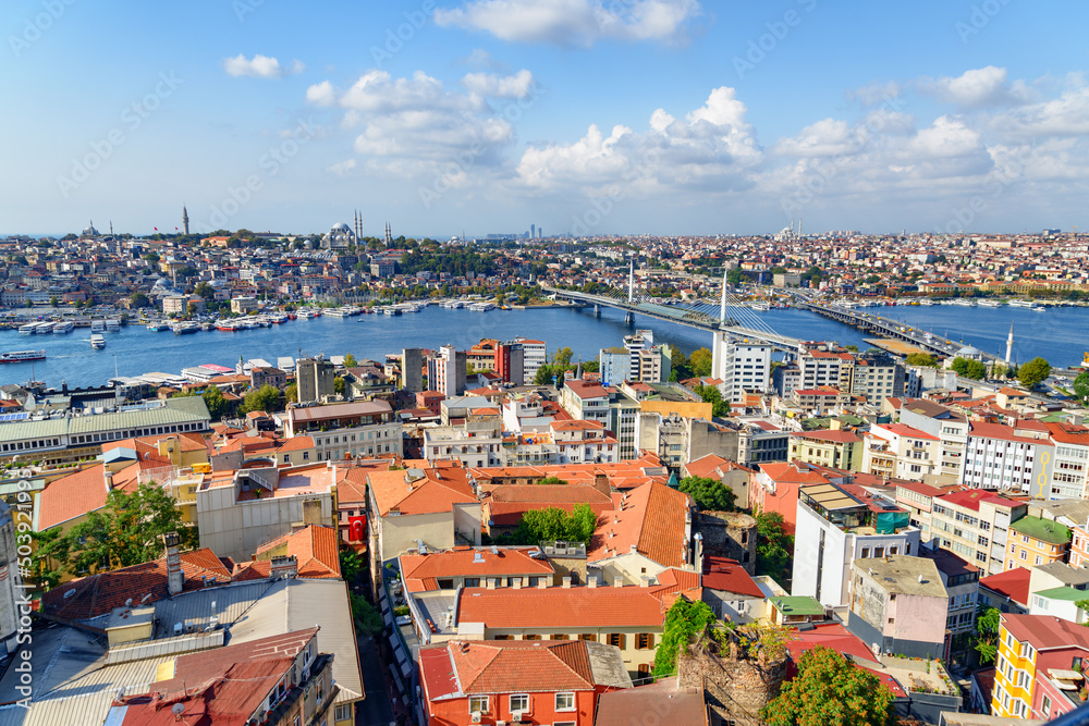 Aerial view of the Golden Horn, Istanbul, Turkey.