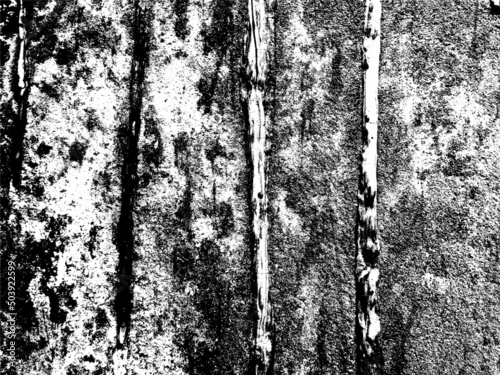 Grunge black and white pattern. Monochrome particles abstract texture. Background of cracks, scuffs, chips, stains, ink spots, lines. Dark design background surface.