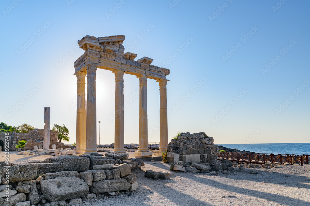 Awesome ruins of the Temple of Apollo in Side, Turkey