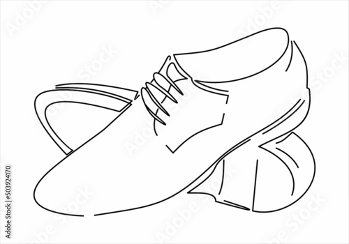 Man shoe line icon. A pair of male shoes element, Man's formal foot wear outline style pictogram for web, mobile app.