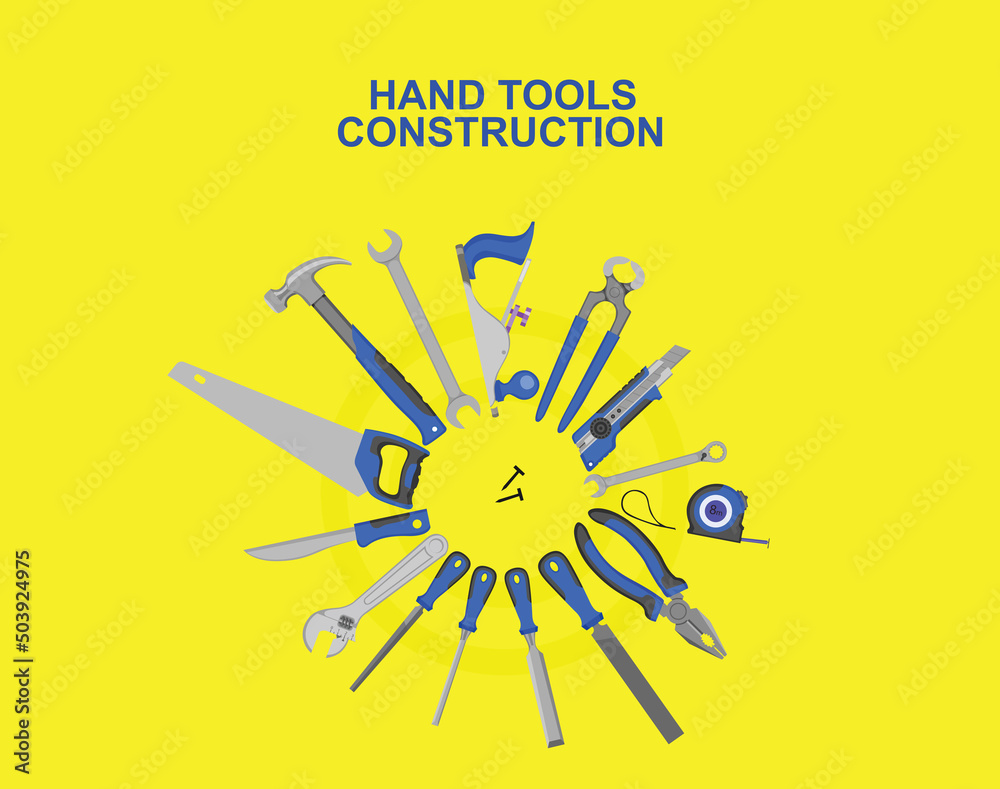 hand tools construction vector template, hand tools, help, toolbox