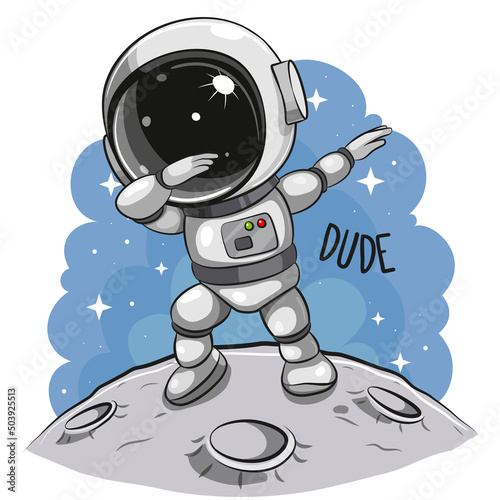 Dancing astronaut on the moon photo