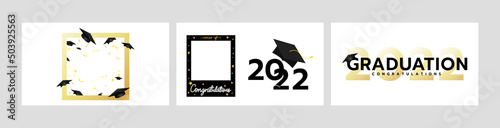 Set Graduation background for content online ,Class of 2022 logo simple. Congratulations Graduates Class 2022. Template for graduation design.isolated on white background ,Vector illustration EPS 10
