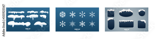 Snow and ice cap banners set illustration in winter seasons , Flat Modern design , illustration Vector EPS 10
