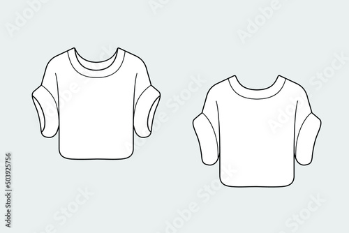 Sweater, sweatshirt, pullover vector template isolated on a grey background. Unisex, male, female model. Front and back view. Outline fashion technical sketch of clothes model.