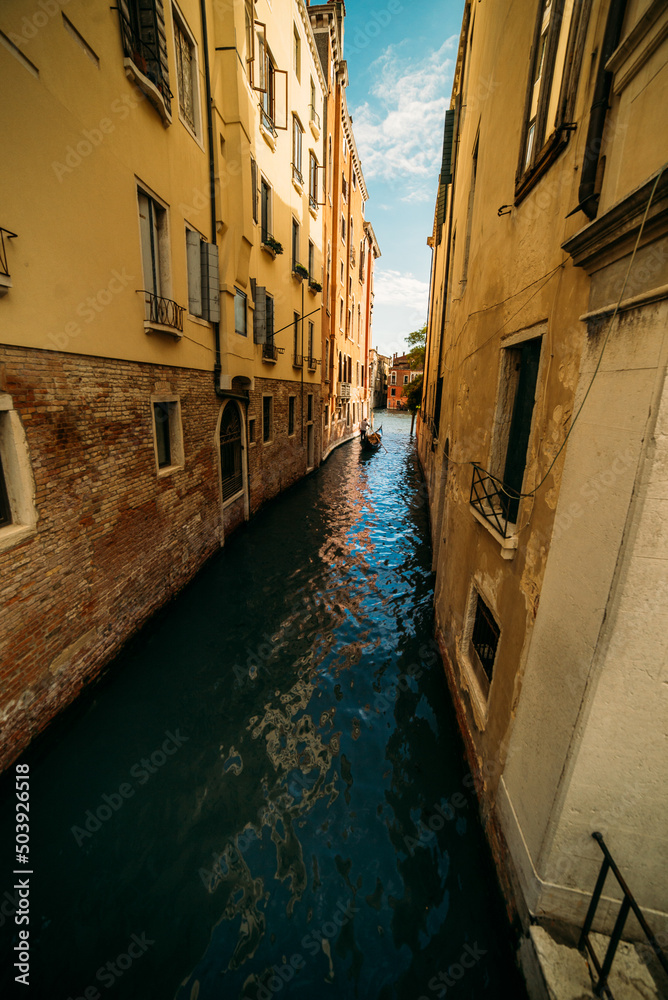 Traditional narrow canal street with old houses in Venice, Italy. Italy beauty, one of canal streets in Venice, Venezia