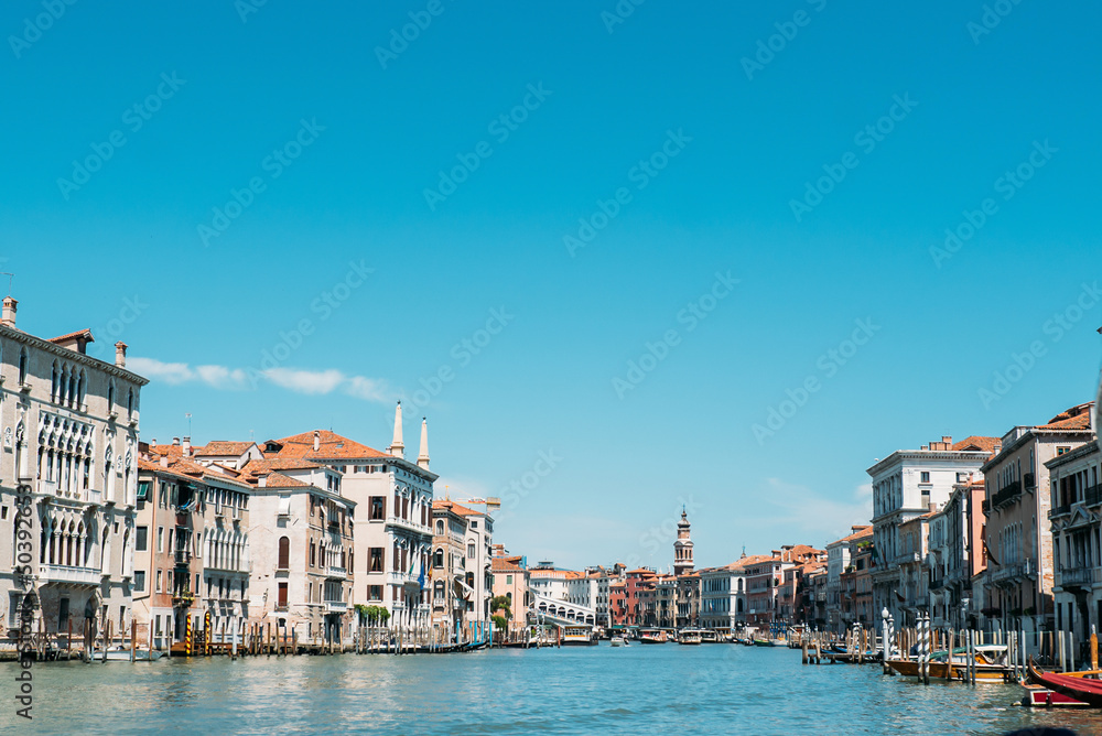 Traditional narrow canal street with old houses in Venice, Italy. Italy beauty, one of canal streets in Venice, Venezia
