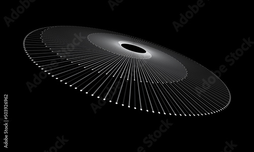 Spiral with black and white lines as dynamic abstract vector background or logo or icon. Yin and Yang symbol.