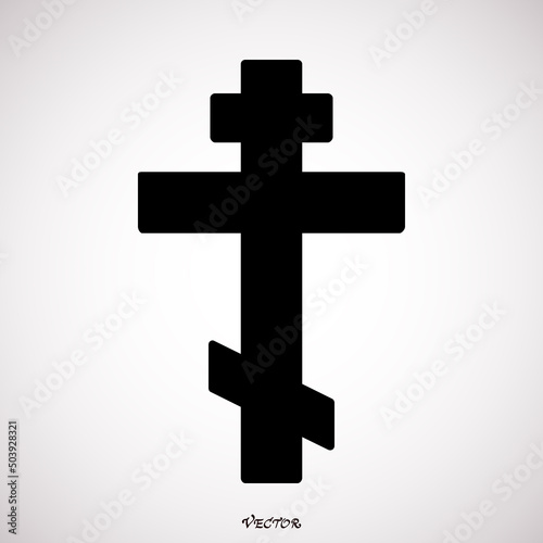 Russian orthodox cross isolated on white background. Eastern Christian orthodox cross icon