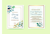 wedding invitation in rustic style with watercolor brushes in pleasant colors