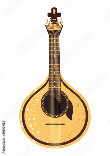 Guitarra Portuguesa ancient Fado folk musical instrument in Portugal. Portuguese guitar. Vector illustration photo