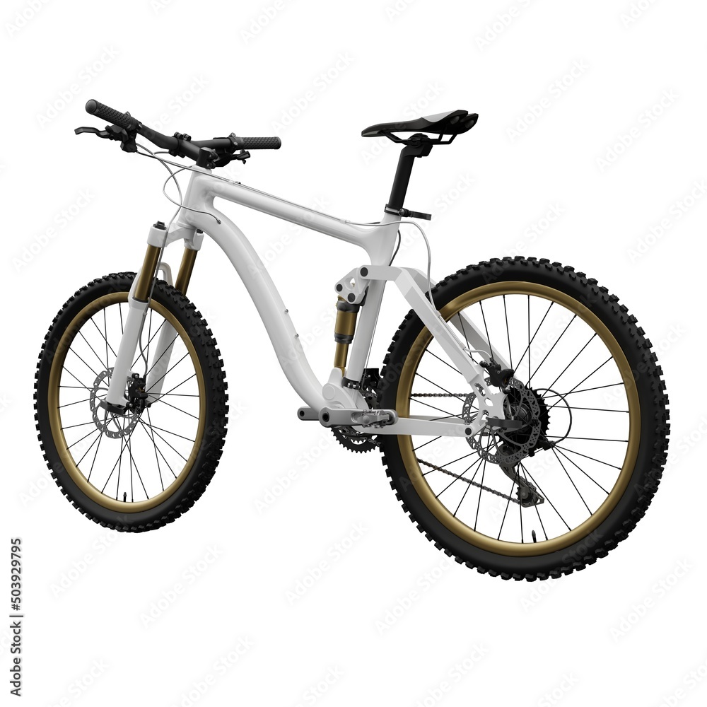 White mountain bike on an isolated white background. 3d rendering. White mountain bike on an isolated white background. 3d rendering.