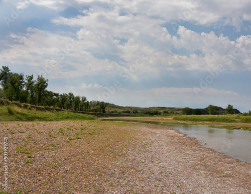 Slow Flowing Little Missouri River Flowing Through the Countryside