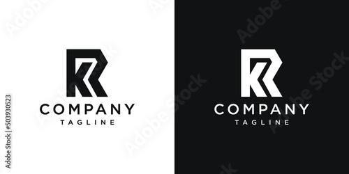 Creative Letter KR Monogram Logo Design Icon Template White and Black Background photo