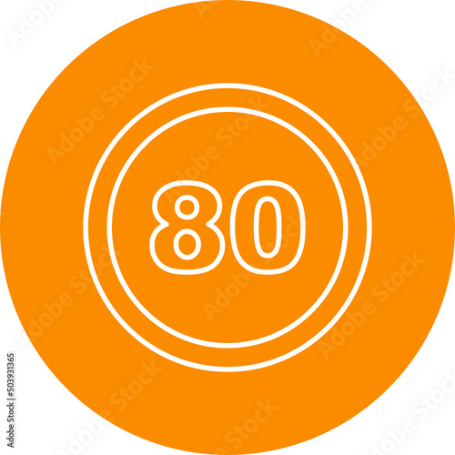 Speed Limit 80 Icon Design