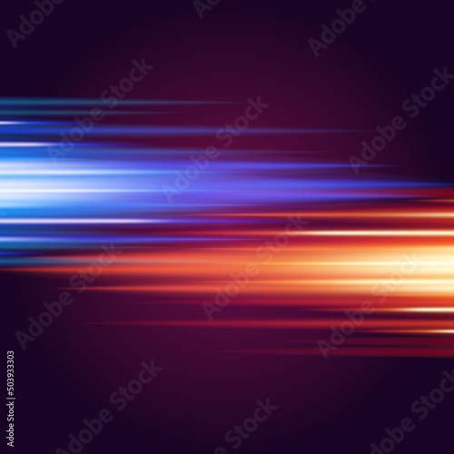 Illuminated purple red stripes transitions blurred gradient horizontal futuristic background template vector illustration. Glowing smooth texture digital line effect dynamic flow halftone speed fusion