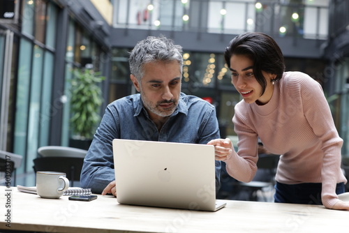 Canvas Print Business people working on laptop